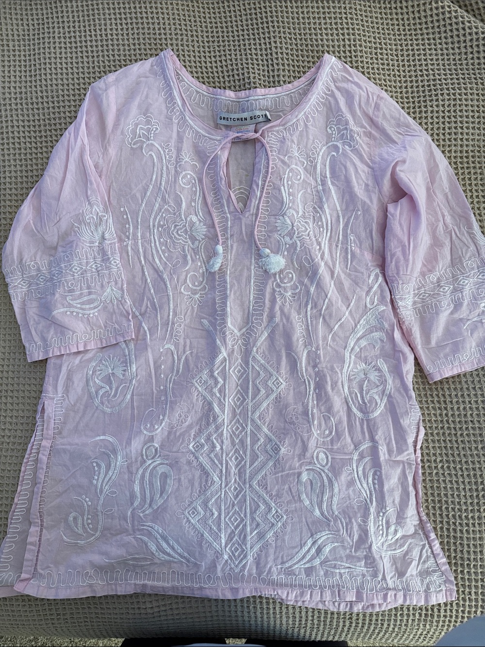 Gretchen Scott Designs Pink Embroidered Tunic Top